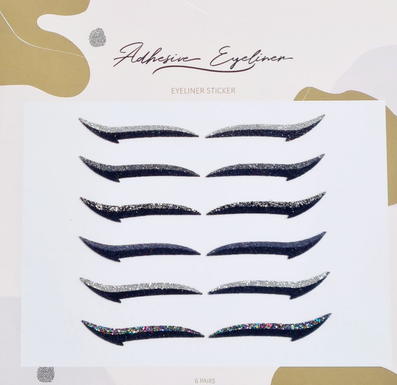 Eyeliner Sticker Classic Shades of Silver - 6 pairs