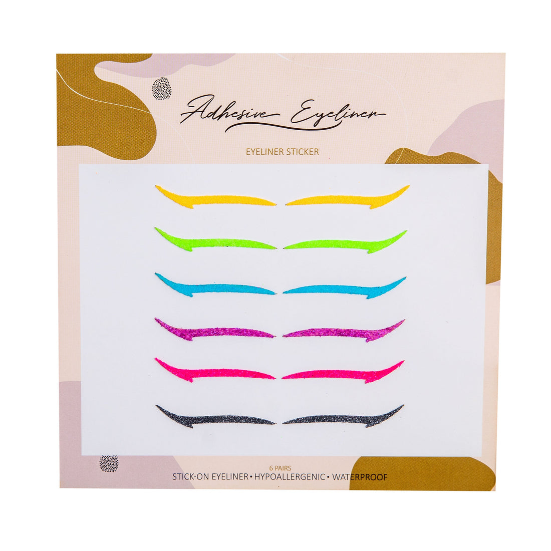 New Eyeliner Basic Colorful Neon 6 Pairs Adhesive Eyeliner